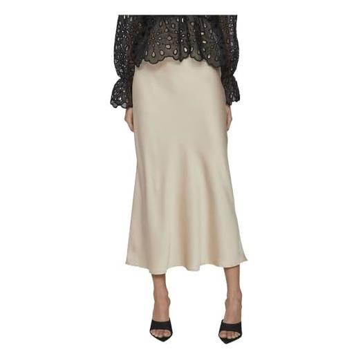 Vila viellette hw long skirt-noos gonna con linea ad a, cemento, 44 donna