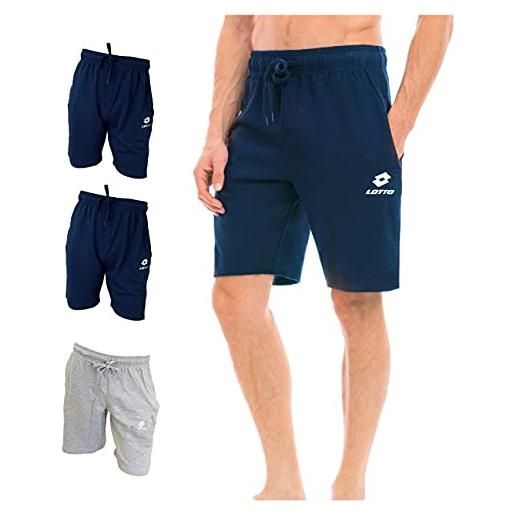 Lotto bermuda uomo, offerta 2 pezzi, bermuda in felpa estiva, pantalone tuta uomo (3 pezzi 2 blu + 1 grigio, l)