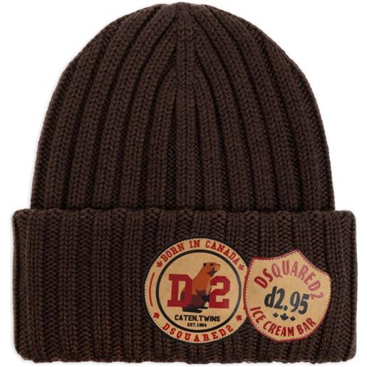DSQUARED2 berretto a coste con applicazione - marrone