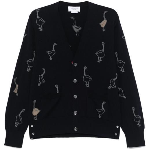 Thom Browne cardigan in maglia in lana vergine - blu
