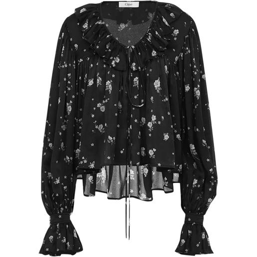 Chloé blusa a fiori - nero