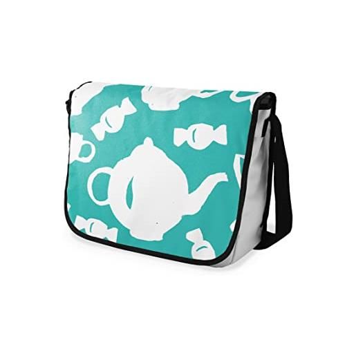 Bonamaison stampate digitalmente borse da scuola messenger con cinturino nero per ragazze e ragazzi, borse a tracolla per studenti, di nuovo a scuola, dimensioni: 29x36 cm