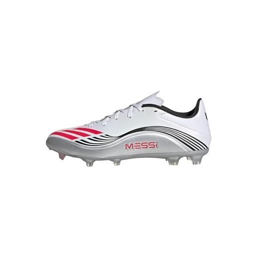 adidas unisex - adulto f50 messi league firm ground/multi ground football boots, cloud white/lucid red/silver metallic, 44 eu