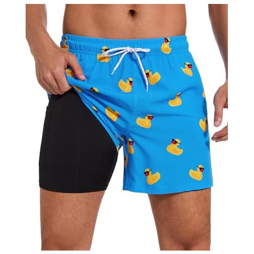 Costume Da Bagno Uomo ZenGents Con Fodera A Compressione | 14cm Cavallo | UPF 50+ | Asciugatura Rapida E Tasca Porta Cellulare | Taglie S-XXL