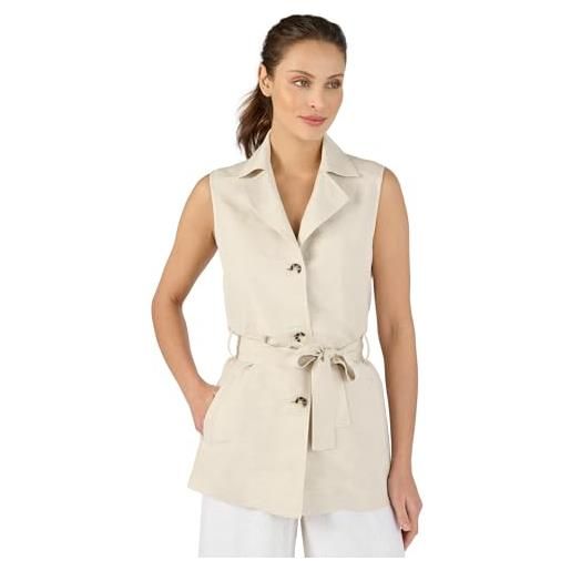 Damart - giacca sahariana misto lino senza maniche donna, scollo a stiro, beige chine, senza maniche, marrone beige melange, m