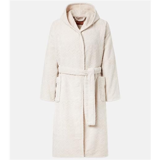Missoni accappatoio chalk in spugna di cotone zigzag