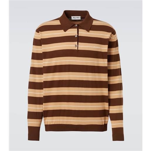 Miu Miu polo in maglia di cotone a righe