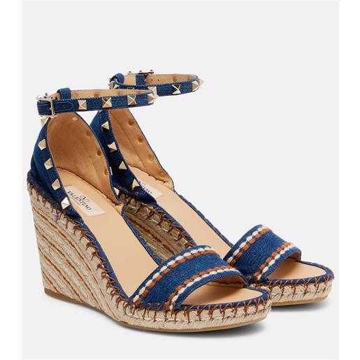 Valentino Garavani espadrillas con zeppa rockstud double 105