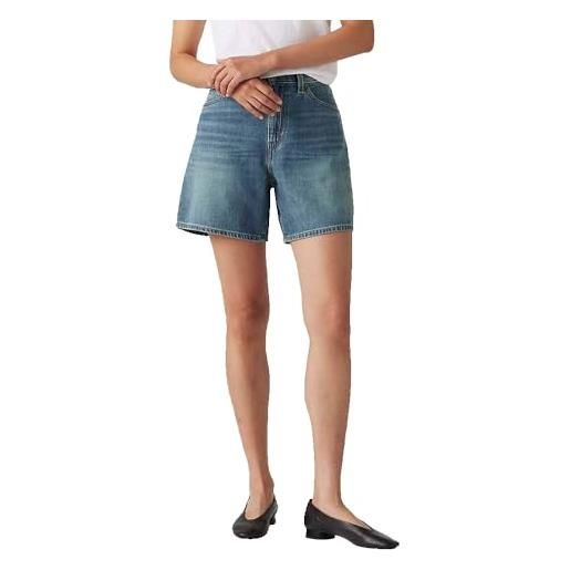 Levi's donna high rise baggy shorts aus leinen denim stop flaxing short blue 30