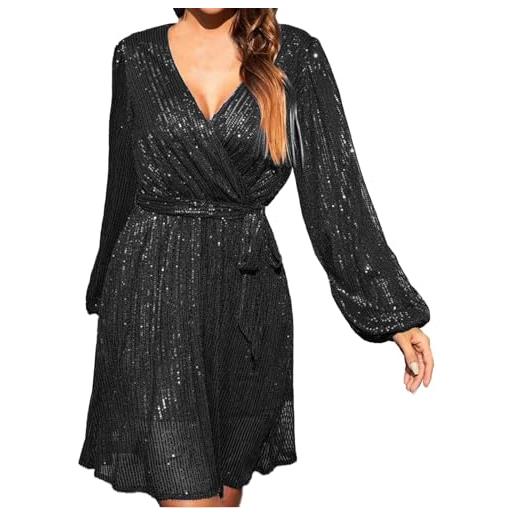 Generic abito aderente donna tubino donna in stile retrò in pelle elasticizzata abito sexy da ballo di fine anno abito da festa a trapezio abito spalle lunghe aderente per banchetti, feste di nozze