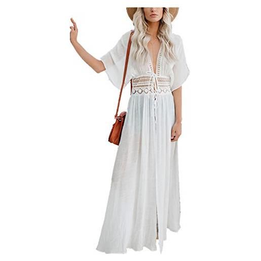 LikeJump donna bohémien cardigan vestito da spiaggia maxi kimono abito copricostume kaftan bikini cover ups