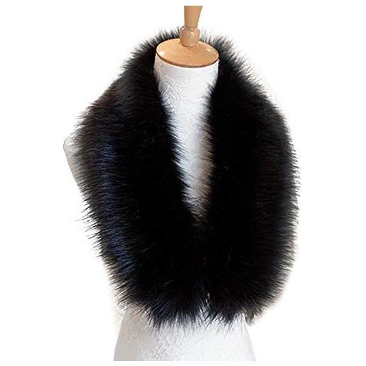 Aublinto collo in pelliccia di volpe in pelliccia sintetica, collo in pelliccia invernale in cotone, sciarpa in pelliccia di volpe finta da donna, sciarpa in pelliccia con collo in pelliccia sintetica da donna