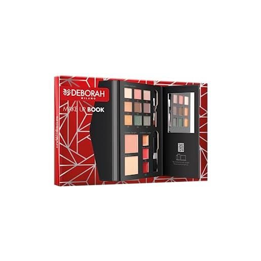 Deborah milano - trousse set regalo donna make up book volume 1 toni caldi, include palette di ombretti, gloss, rossetti e polveri viso dai diversi finish e colori, in carta fsc