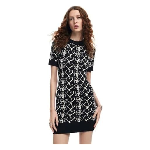 Desigual abito da donna a maniche corte, nero, xs