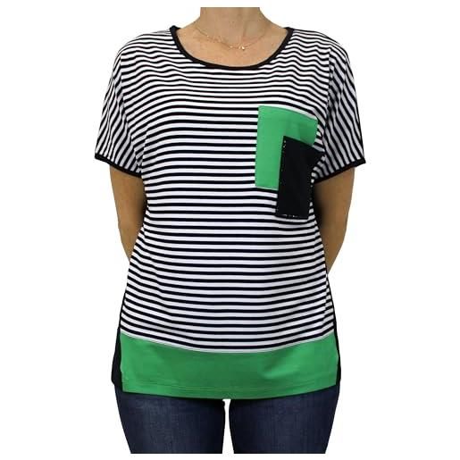 Carla Ferroni t-shirt rigata da donna art. 21888 (it, testo, xl, regular, regular, blu/verde)