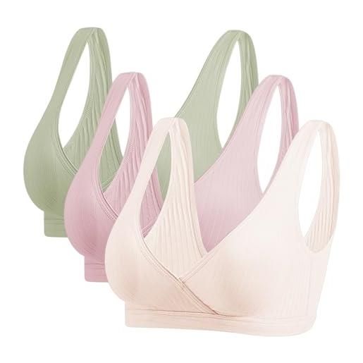 Rainjia reggiseno per maternità e allattamento - confezione da 3. Reggiseno traspirante senza ferretto, con chiusura anteriore, coppe raccolte e morbide per taglie grandi. 