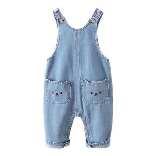ACMEDE baby girls denim salopette con 3d bears romper jumpsuit dimensioni 74/80/86/, ragazzi morbido cotone elasticizzato jeans salopette baby denim salopette con tasca dimensioni 92/98/104