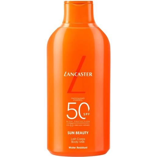 Lancaster sun beauty body milk spf50 protezione solare water resistant latte