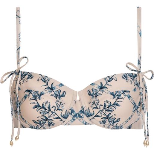Agua By Agua Bendita top bikini asaí wild a fiori - bianco