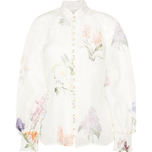 ZIMMERMANN blusa semi trasparente natura - bianco
