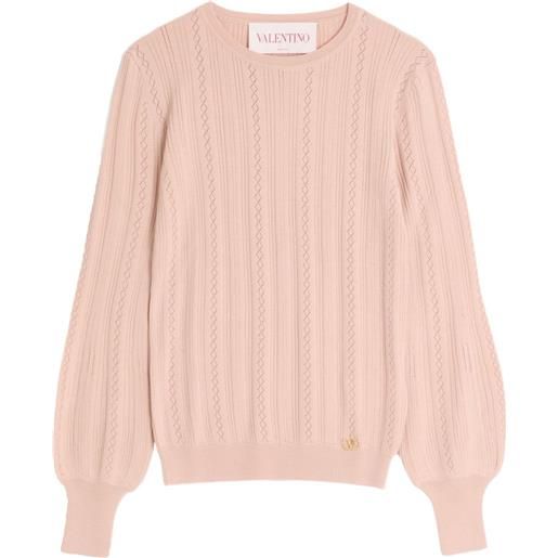 Valentino Garavani maglione vlogo signature a coste - rosa