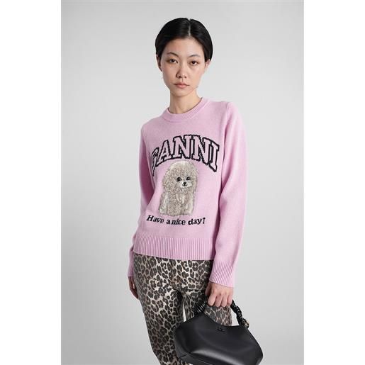 Ganni maglia in lana rosa