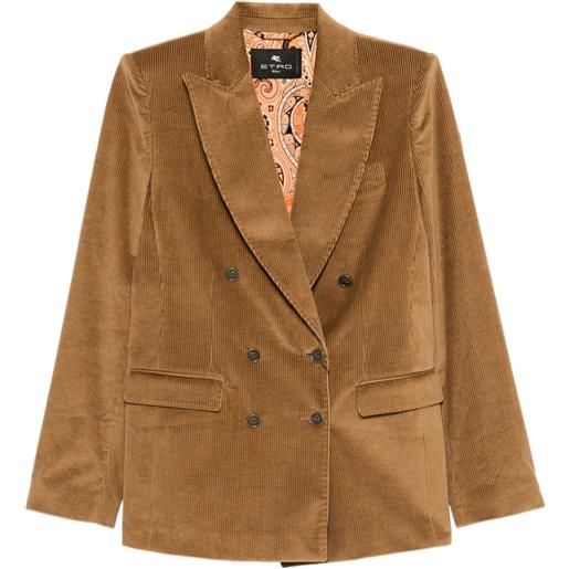 ETRO blazer doppiopetto a coste - marrone