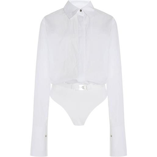 Brandon Maxwell body stile camicia bradshaw con cintura - bianco