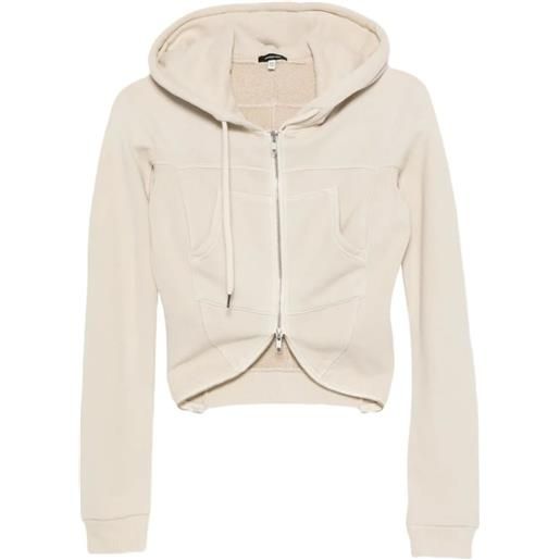 R13 felpa crop con cappuccio - toni neutri
