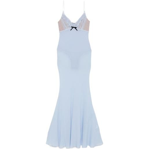 Self-Portrait abito lungo con ricamo - blu