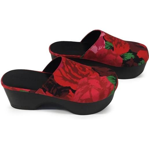 Magda Butrym mules con stampa rose e plateau - rosso