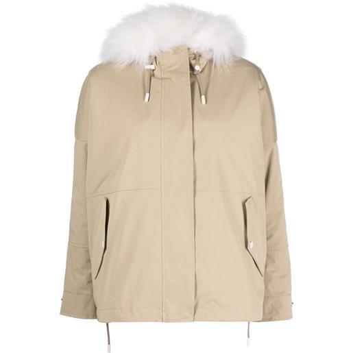 Yves Salomon parka crop reversibile con cappuccio - toni neutri