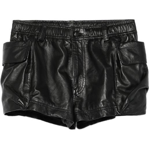 R13 shorts in pelle - nero