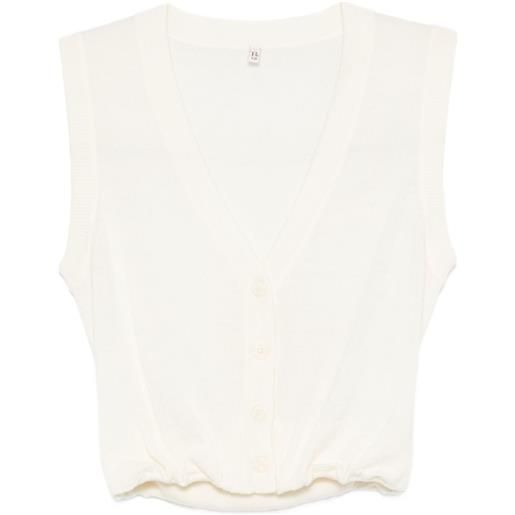 R13 canotta crop con scollo a v - toni neutri