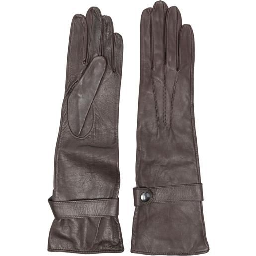 Manokhi guanti con bottone - marrone