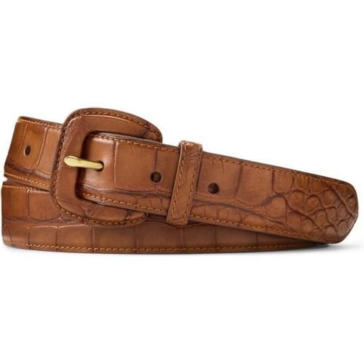 Ralph Lauren Purple Label cintura in pelle di alligatore - marrone