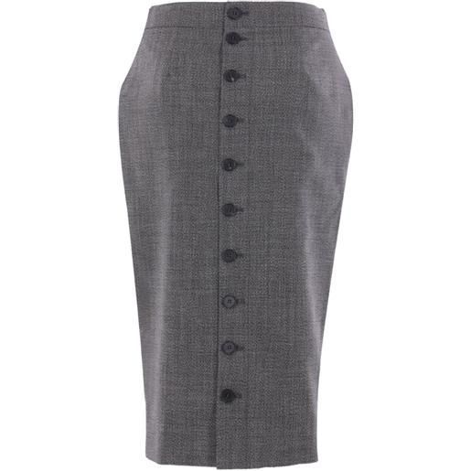 Alexander McQueen gonna in lana con bottoni - grigio