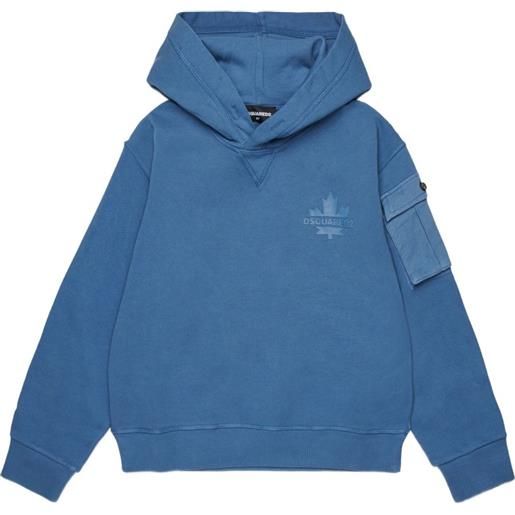 DSQUARED2 KIDS felpa in cotone con cappuccio - blu