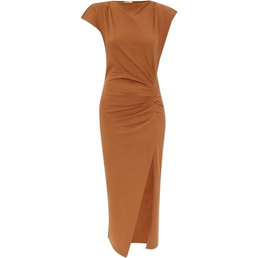 ISABEL MARANT abito midi nadela con spacco laterale - marrone