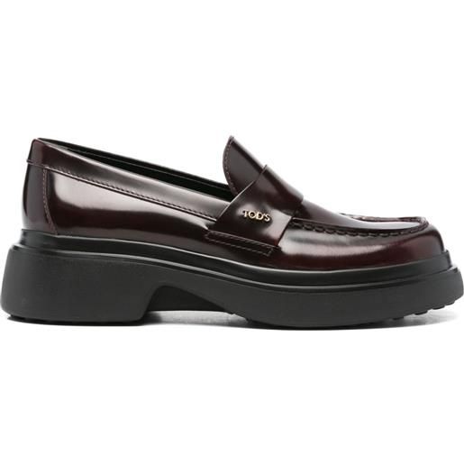 Tod's mocassini in pelle con plateau - rosso