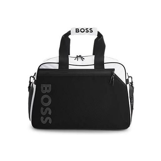 BOSS borsone a blocchi di colore con logo riflettente, bianco