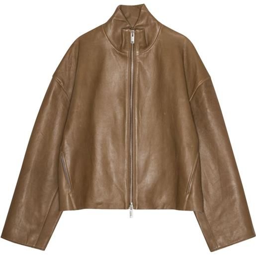 REMAIN giacca in pelle con zip - marrone