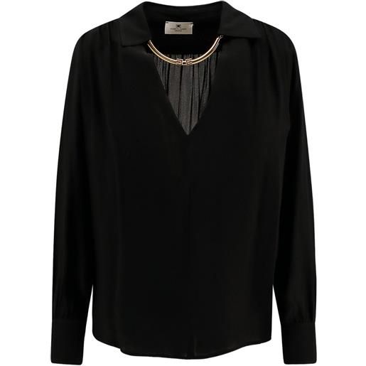 Elisabetta Franchi camicia con collo plissettato - nero