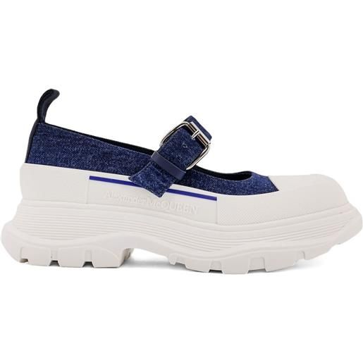 Alexander McQueen mules thread slick con fibbia - bianco