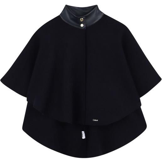 Chloé Kids poncho a collo alto - blu