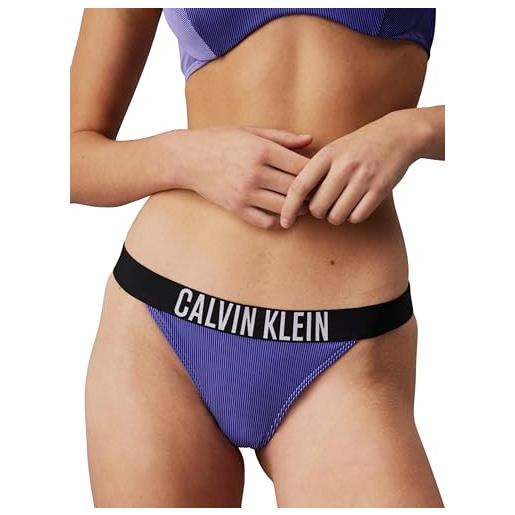 Calvin Klein donna slip bikini brasiliana con branding, blu (sapphire blue), l