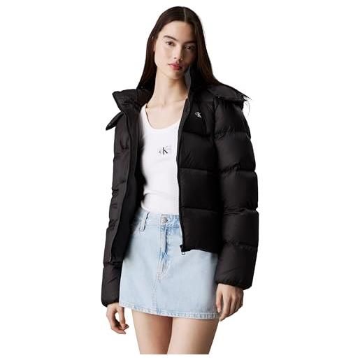 Calvin Klein donna piumino down short puffer con cappuccio, nero (ck black), 3xl