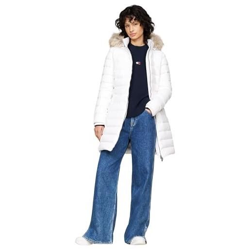Tommy Jeans tjw essential hooded down coat dw0dw18864, coat donna, beige (newsprint), xl