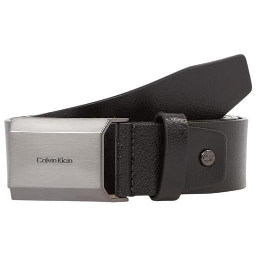 Calvin Klein uomo cintura beveled plaque chiusura con placchetta, nero (ck black pebble), 90 cm