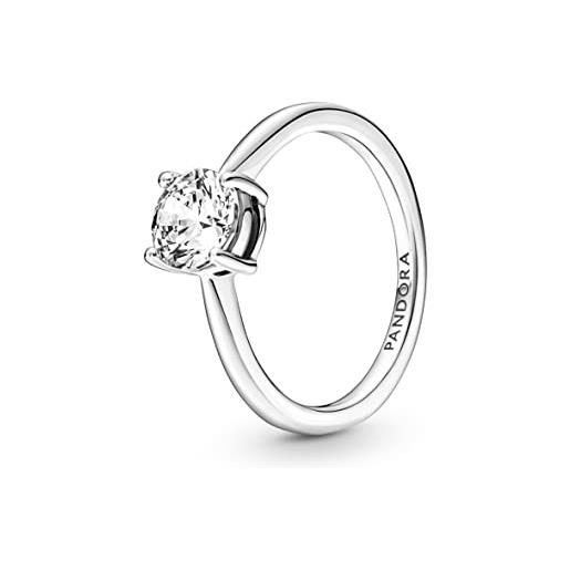 PANDORA timeless anello con solitario brillante in argento sterling con zirconia cubica trasparente, 50